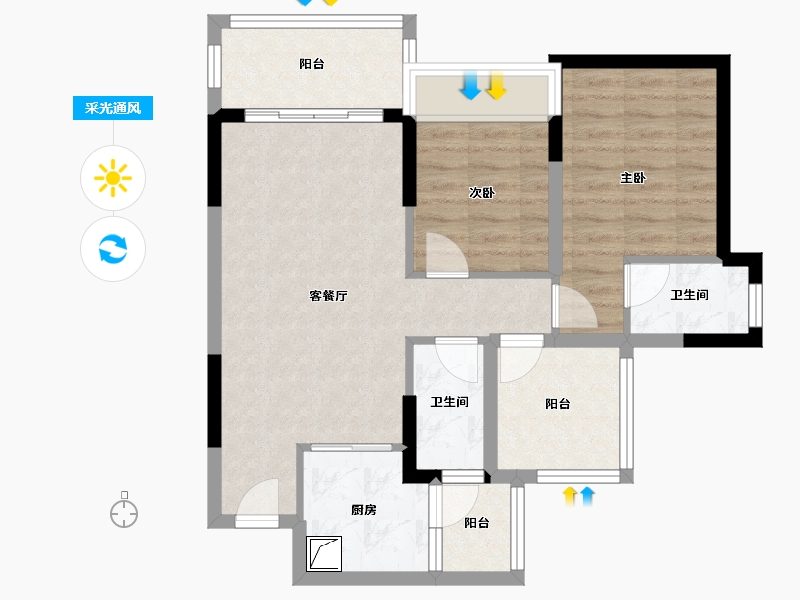 广东省-清远市-万基·新翡翠上峸-67.74-户型库-采光通风