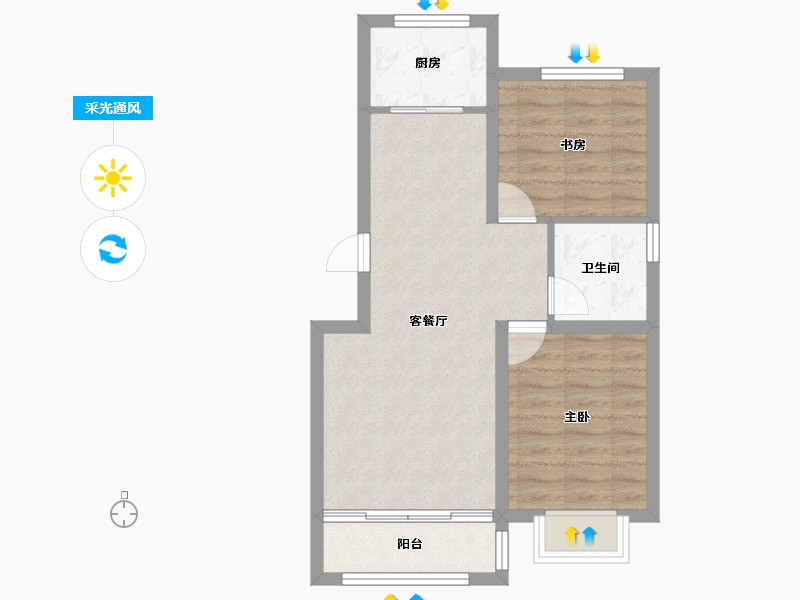 河北省-沧州市-天成鸿园-58.89-户型库-采光通风