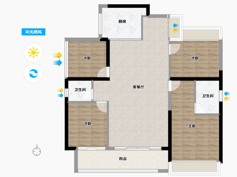 广东省-江门市-怡福·星湖1号-108.10-户型库-采光通风