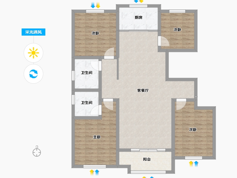 山东省-淄博市-城南壹号-110.39-户型库-采光通风