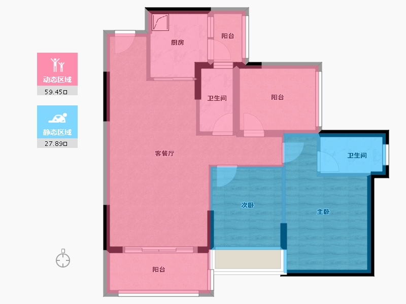 广东省-清远市-万基·新翡翠上峸-77.35-户型库-动静分区