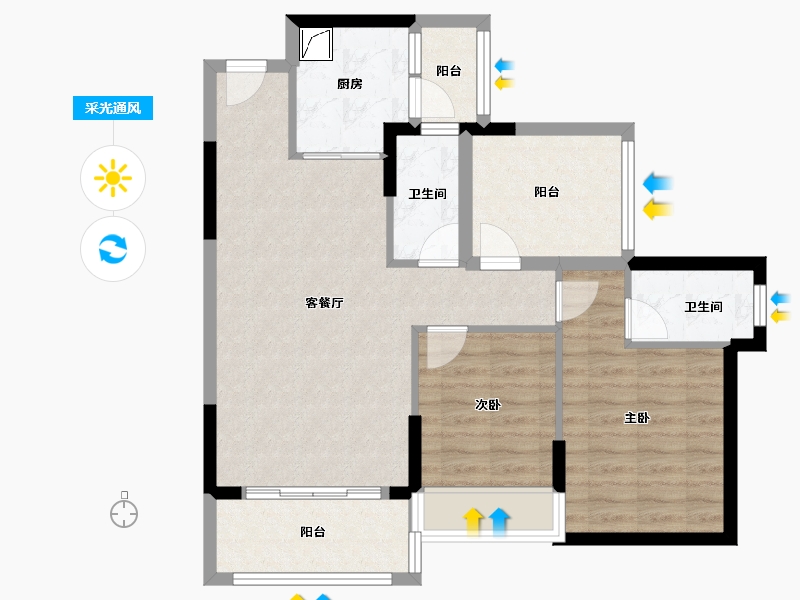 广东省-清远市-万基·新翡翠上峸-77.35-户型库-采光通风