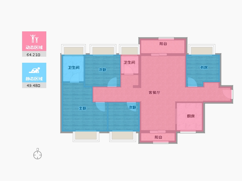 广东省-江门市-美的·樾山府-102.30-户型库-动静分区