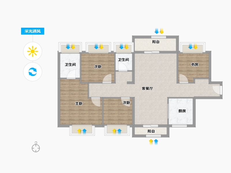 广东省-江门市-美的·樾山府-102.30-户型库-采光通风