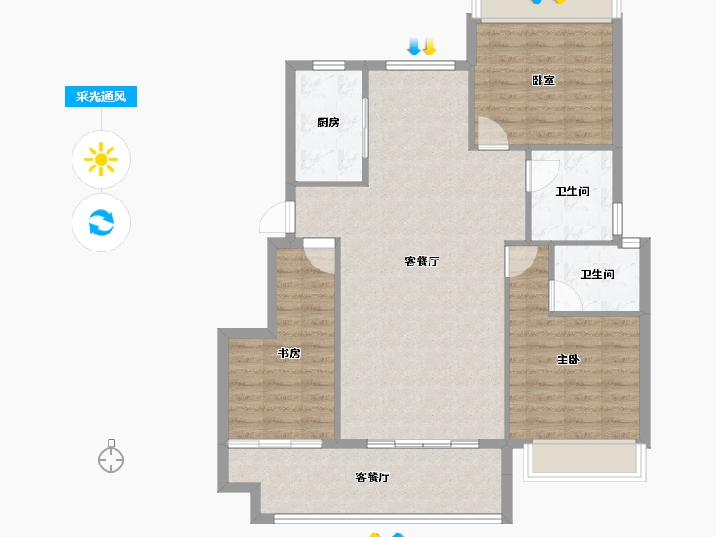 安徽省-阜阳市-东湖世纪城-97.77-户型库-采光通风