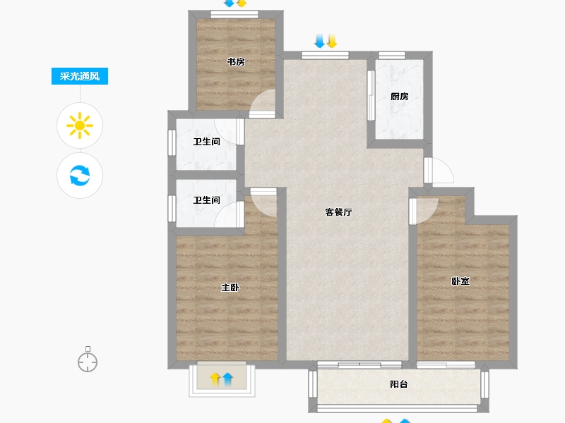 河北省-沧州市-天成鸿园-81.58-户型库-采光通风