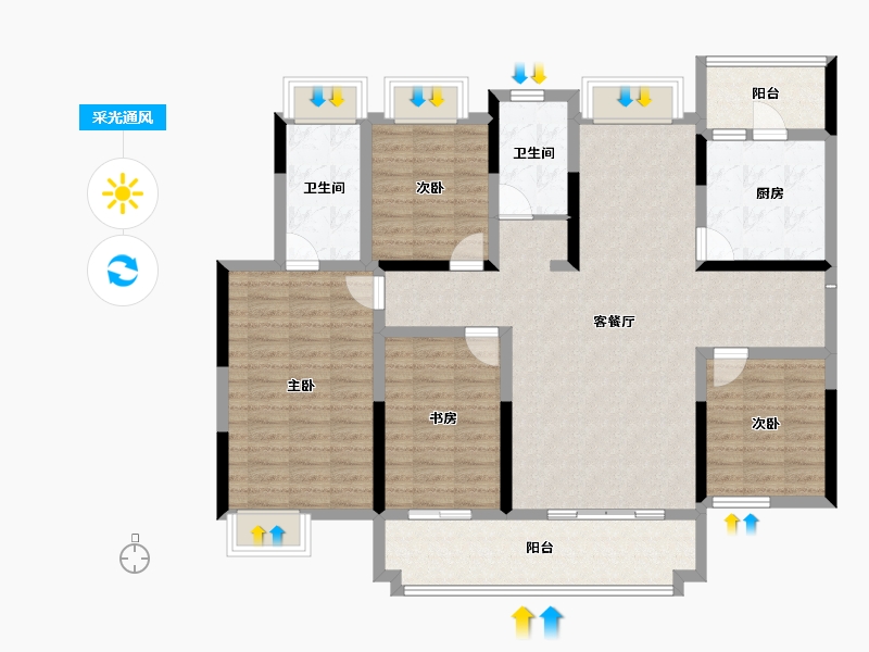 贵州省-黔西南布依族苗族自治州-飞洋华府龙岸-125.60-户型库-采光通风