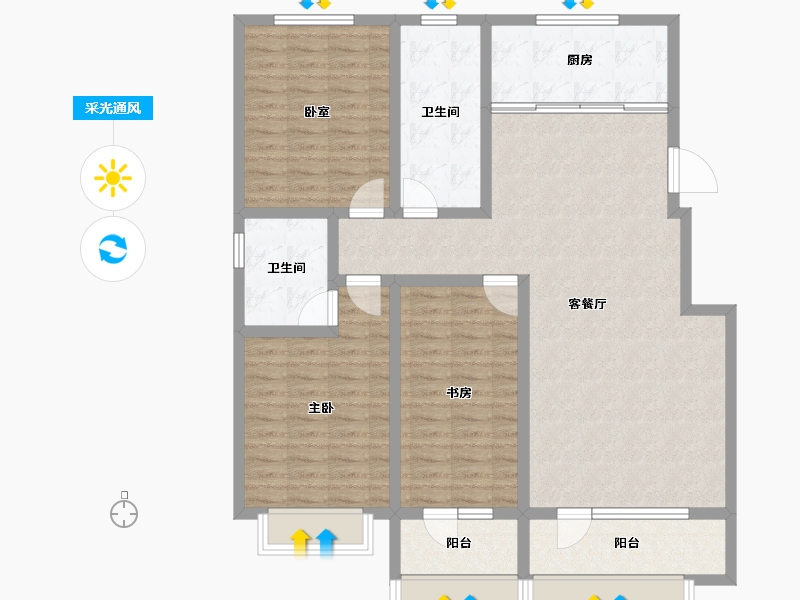 山东省-淄博市-万豪舜和园-122.08-户型库-采光通风