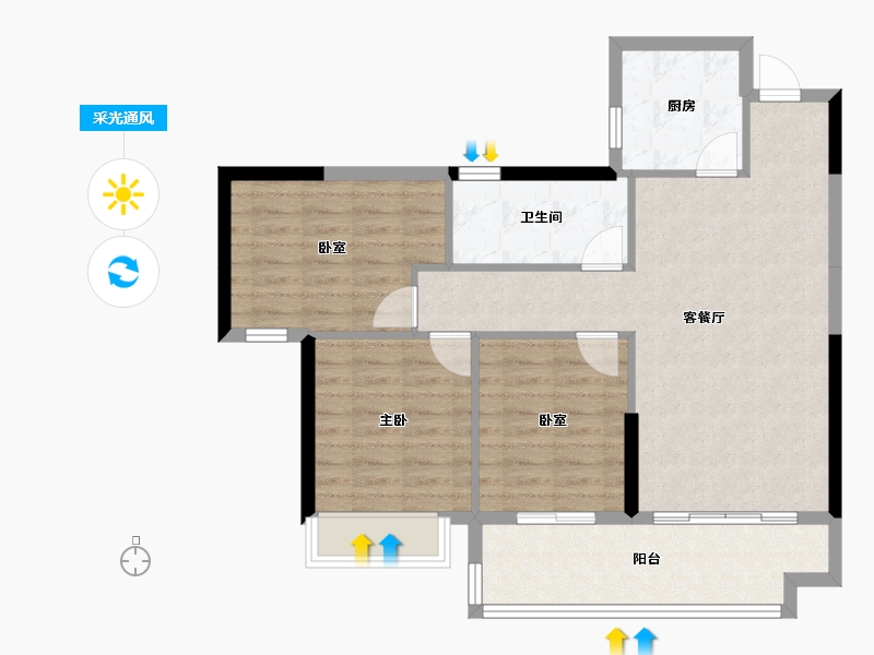 安徽省-阜阳市-东湖世纪城-83.80-户型库-采光通风