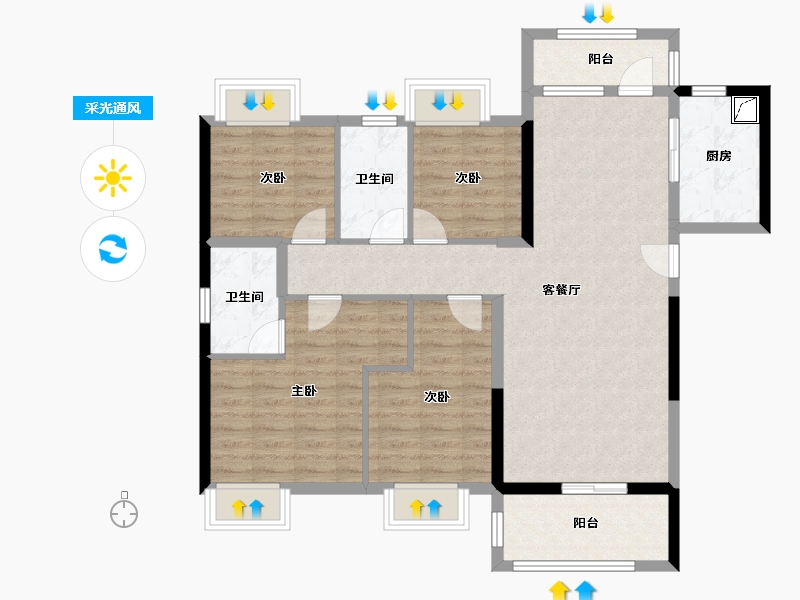 广东省-江门市-盛安江畔-100.25-户型库-采光通风