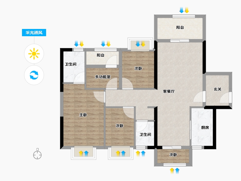 广东省-江门市-越秀滨江·华悦-96.10-户型库-采光通风