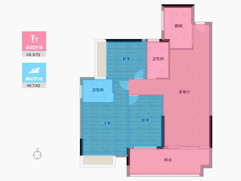 广东省-江门市-沃华·时代广场-107.21-户型库-动静分区