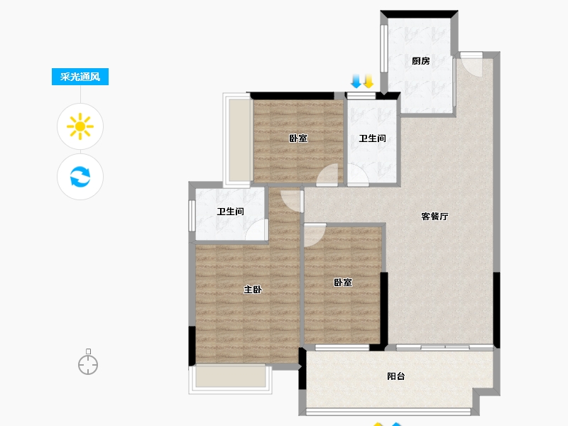 广东省-江门市-沃华·时代广场-107.21-户型库-采光通风