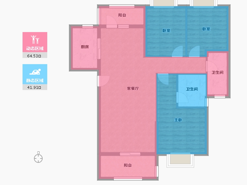 广东省-江门市-盛安江畔-95.58-户型库-动静分区