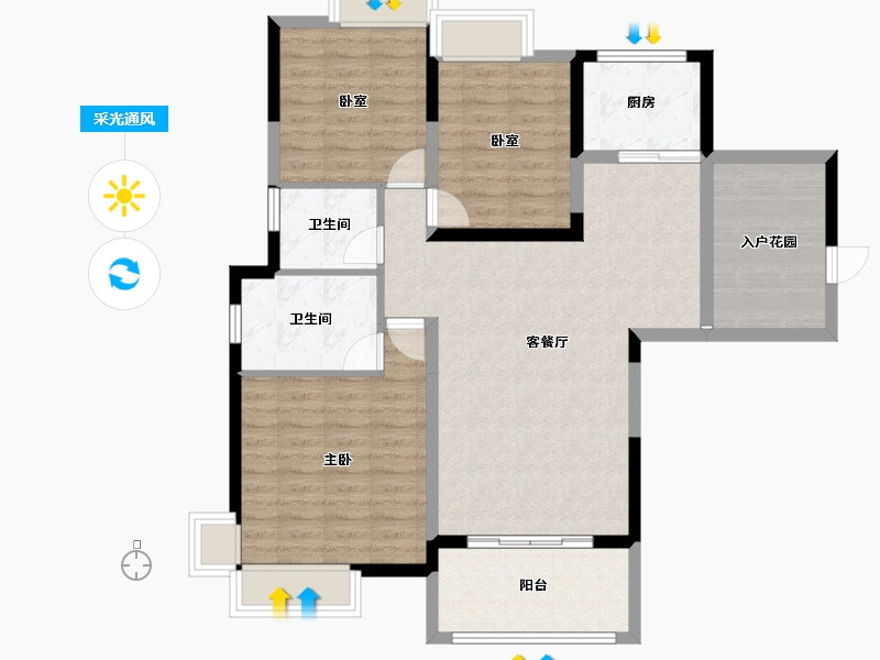 湖北省-宜昌市-山水国际二期-100.31-户型库-采光通风