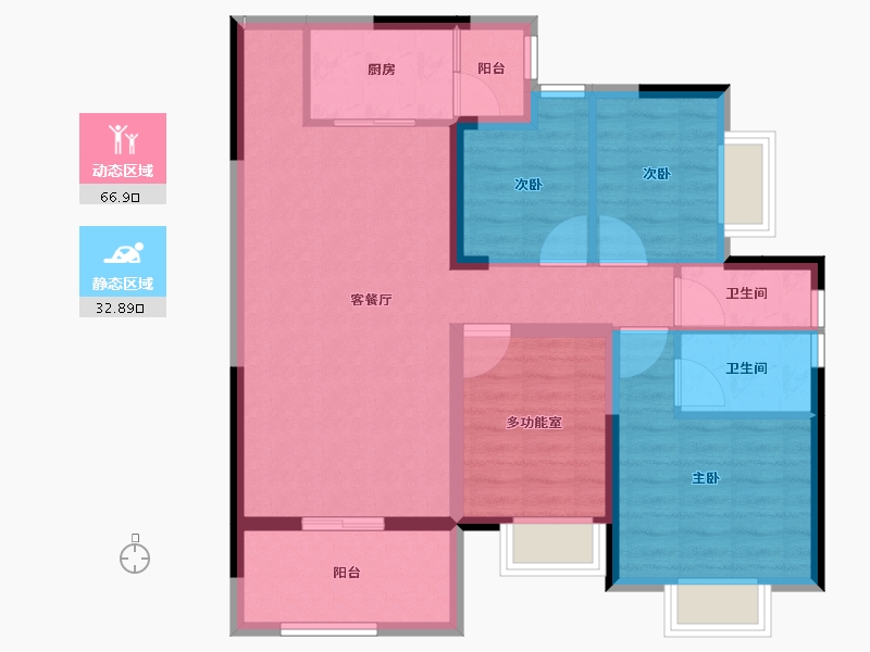 广东省-江门市-锦富·汇景湾-88.88-户型库-动静分区