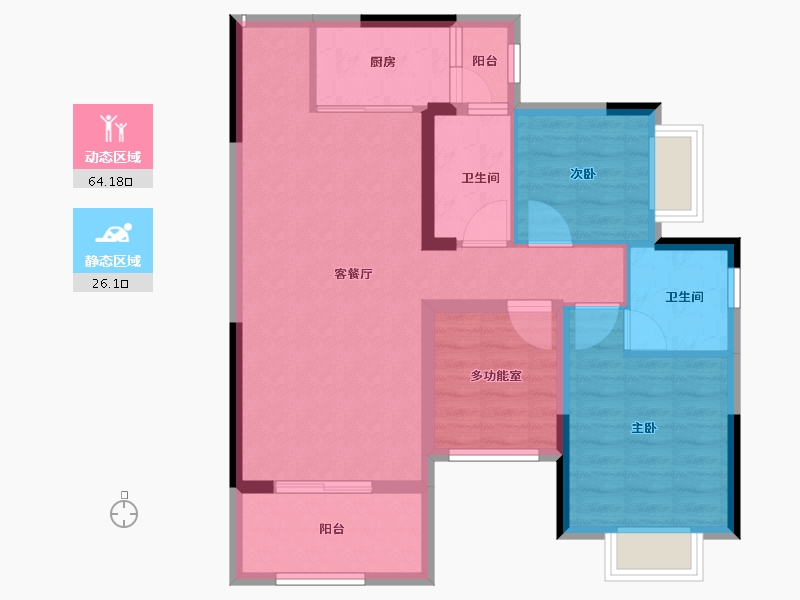 广东省-江门市-锦富·汇景湾-80.43-户型库-动静分区