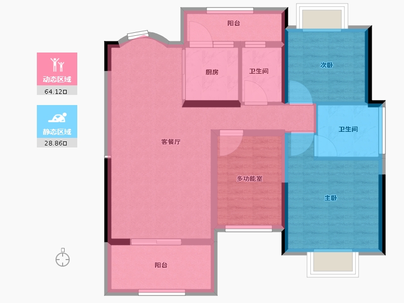 广东省-江门市-锦富·汇景湾-82.73-户型库-动静分区