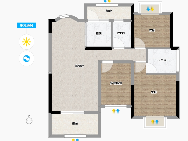 广东省-江门市-锦富·汇景湾-82.73-户型库-采光通风