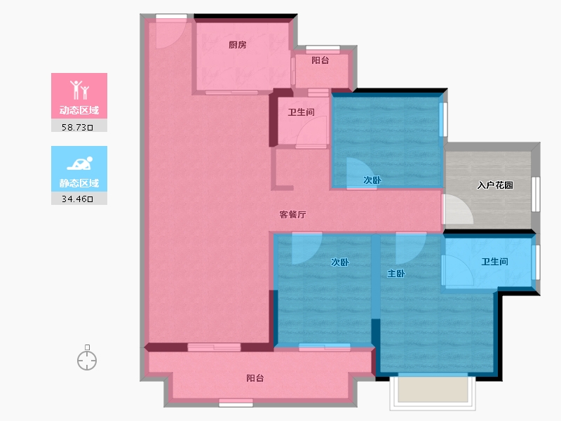 广东省-江门市-粤海城-88.78-户型库-动静分区