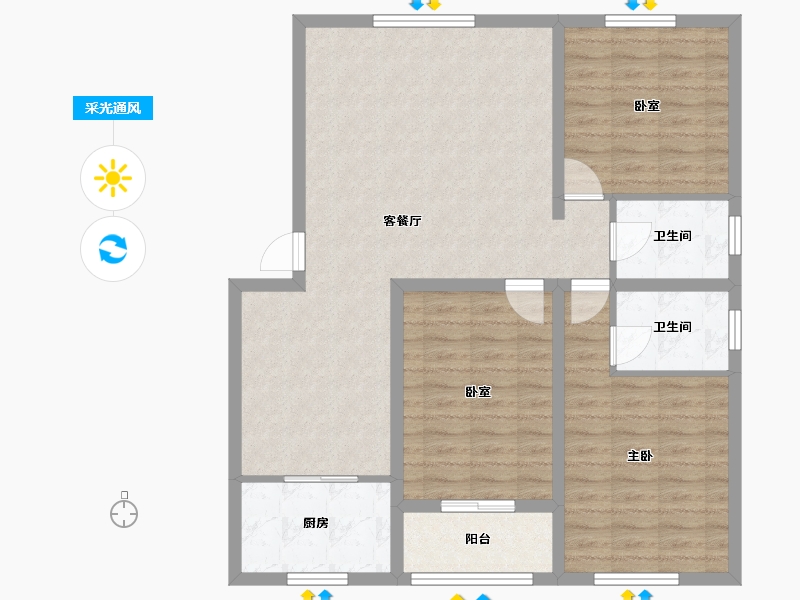 河北省-沧州市-润森紫御府-97.99-户型库-采光通风