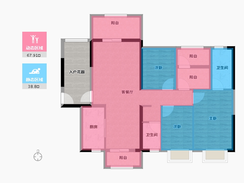 广东省-江门市-越秀滨江·华悦-105.10-户型库-动静分区