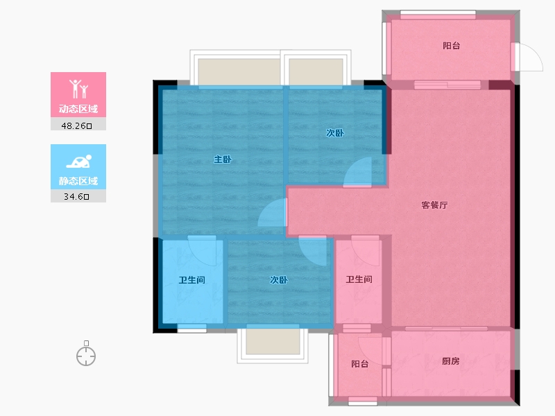 广东省-清远市-佛冈华府-74.40-户型库-动静分区