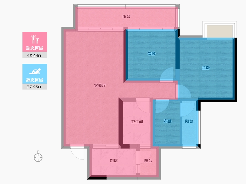 四川省-成都市-天悦龙栖台-65.90-户型库-动静分区