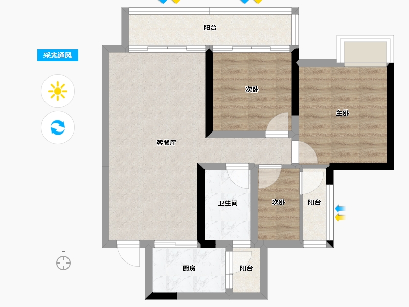 四川省-成都市-天悦龙栖台-65.90-户型库-采光通风