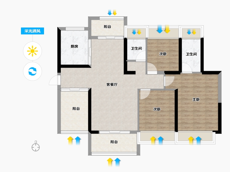 广东省-江门市-怡福·星湖1号-92.77-户型库-采光通风