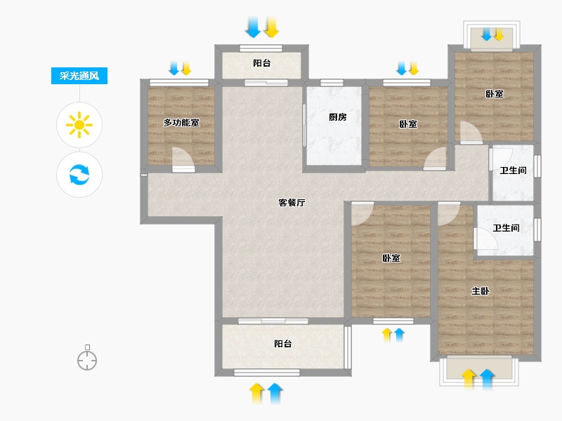 湖南省-郴州市-睿锋华府-111.05-户型库-采光通风