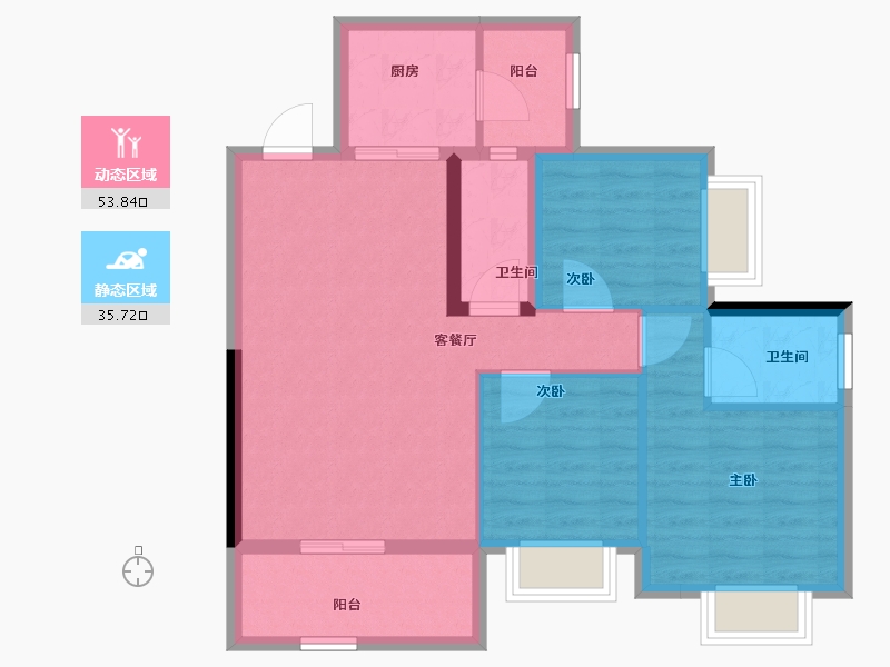 广东省-江门市-御宝江南-80.08-户型库-动静分区