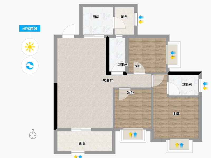 广东省-江门市-御宝江南-80.08-户型库-采光通风