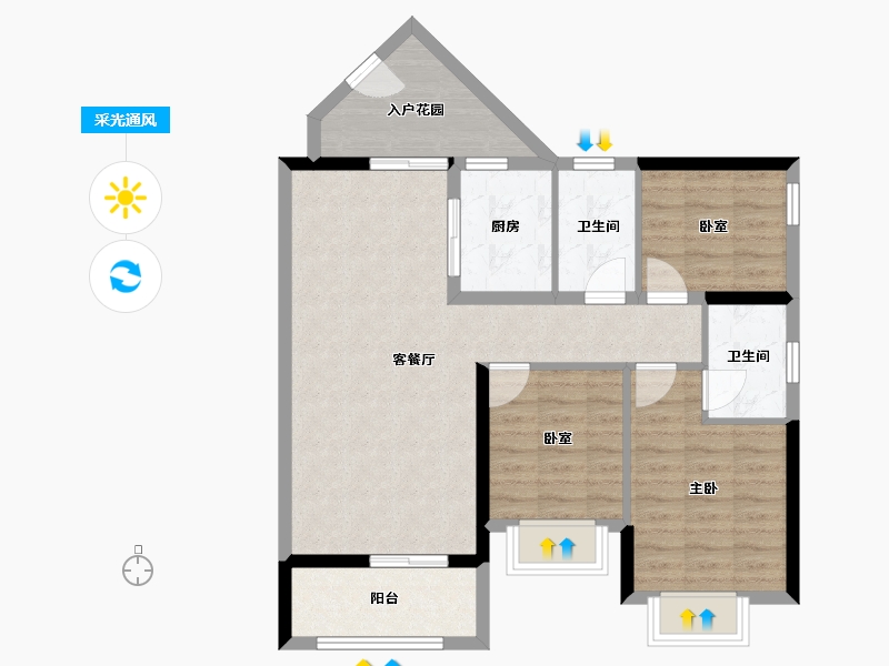 广东省-江门市-裕邦新外滩-80.80-户型库-采光通风