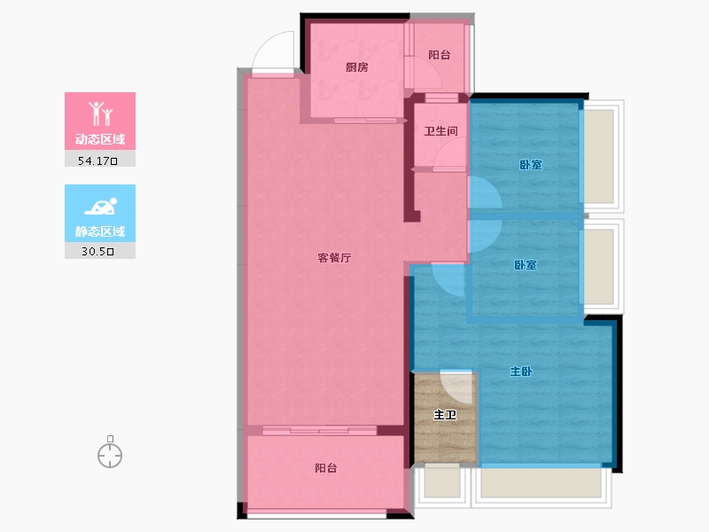 广东省-惠州市-隆生鹿江花园-78.97-户型库-动静分区