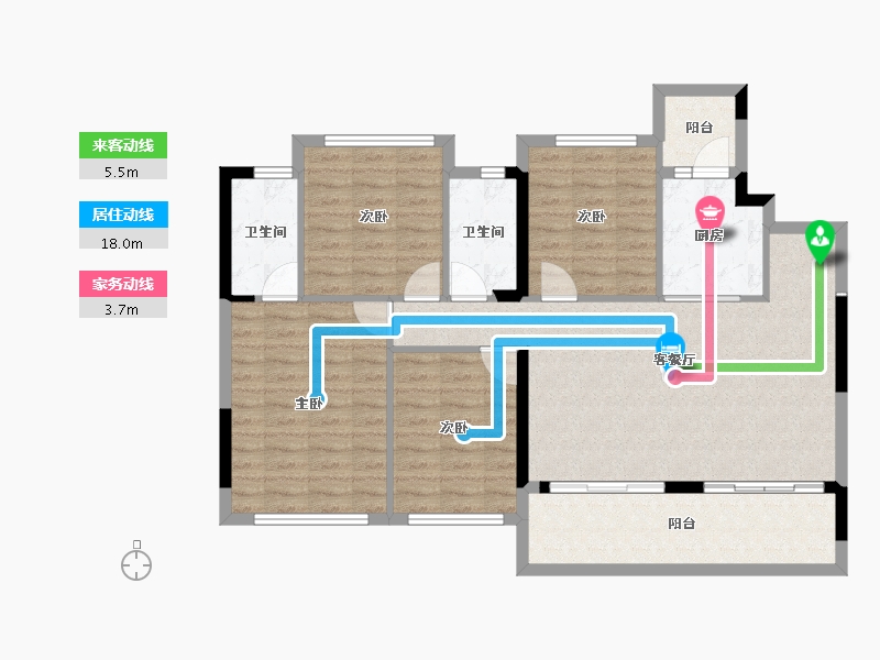 四川省-内江市-隆城观邸二期尚璟-105.28-户型库-动静线