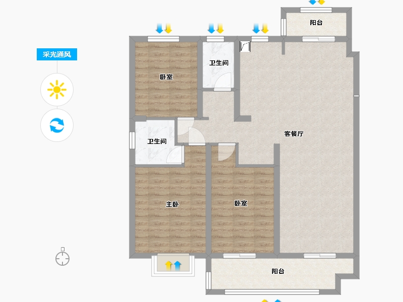 江苏省-盐城市-国投聚龙府-105.53-户型库-采光通风