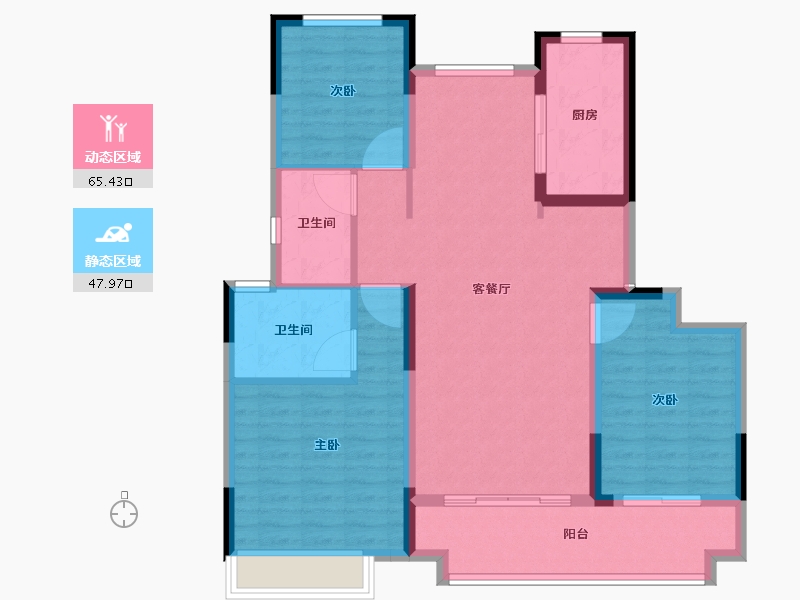 山东省-淄博市-金科集美天辰-102.40-户型库-动静分区