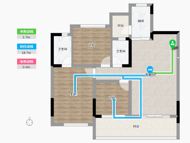 四川省-内江市-隆城锦翠三期博苑-85.98-户型库-动静线