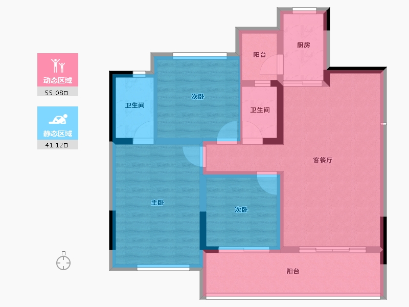 四川省-内江市-隆城锦翠三期博苑-85.98-户型库-动静分区