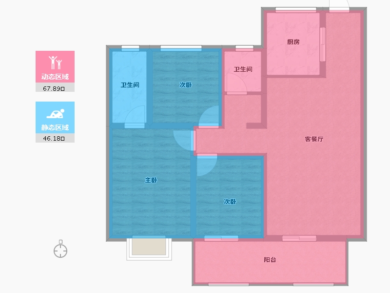 河南省-驻马店市-金茂森林湾6期-102.38-户型库-动静分区