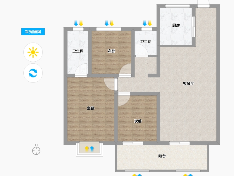 河南省-驻马店市-金茂森林湾6期-102.38-户型库-采光通风