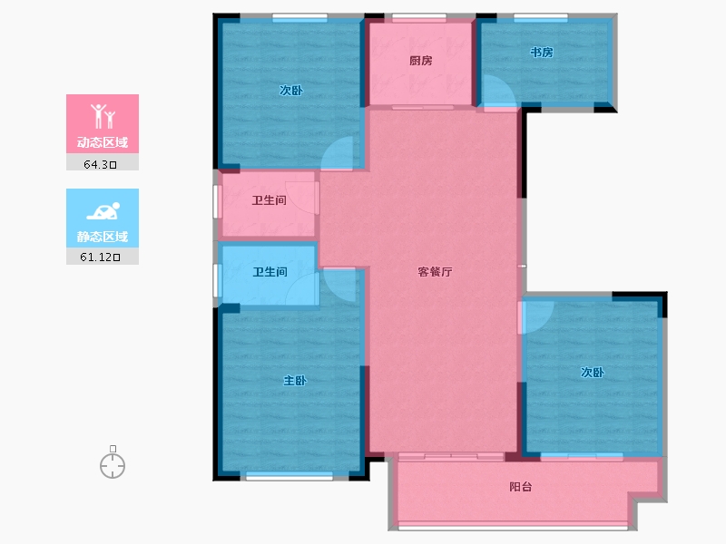 江苏省-盐城市-盐阜天鹅丽都-113.60-户型库-动静分区