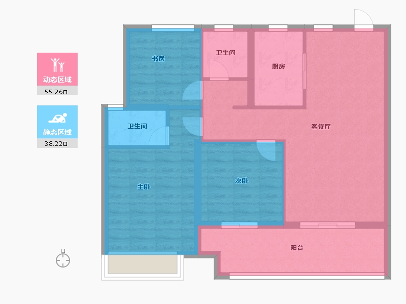 安徽省-阜阳市-天阜广场院子-84.00-户型库-动静分区