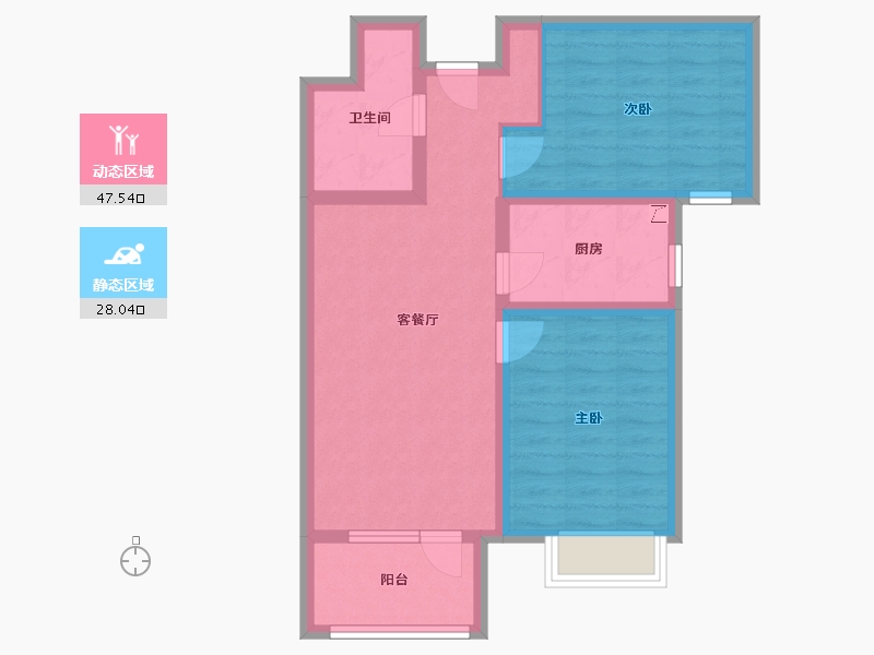 山东省-青岛市-蔚蓝天地-66.40-户型库-动静分区