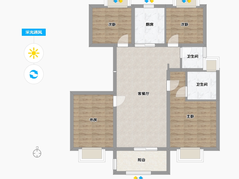 江苏省-盐城市-射阳金科集美望湖公馆-90.00-户型库-采光通风