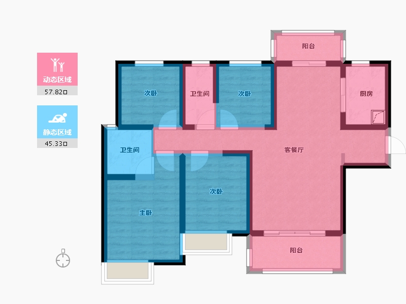 陕西省-咸阳市-伍峰骊园-89.99-户型库-动静分区