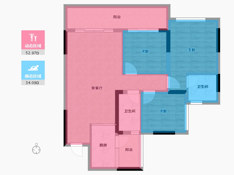 四川省-内江市-隆城观邸二期尚璟-77.48-户型库-动静分区