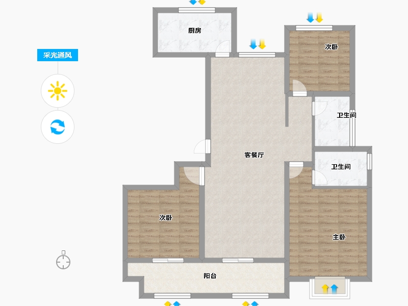 河南省-驻马店市-金茂森林湾6期-107.76-户型库-采光通风