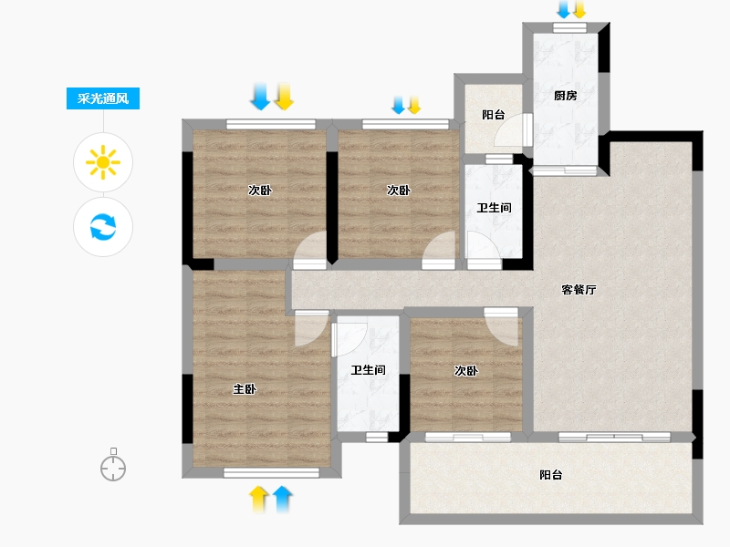 四川省-内江市-隆城锦翠三期博苑-97.38-户型库-采光通风